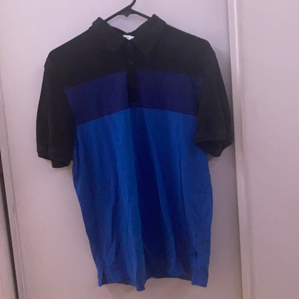 Calvin Klein Blue and Black Polo - Size M - 100% Cotton